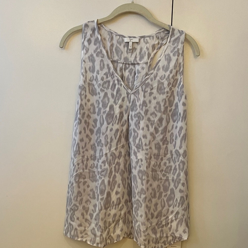 Joie Gray Leopard Print Tank Top